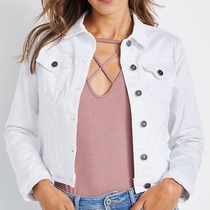 KanCan White Cropped Denim Jacket